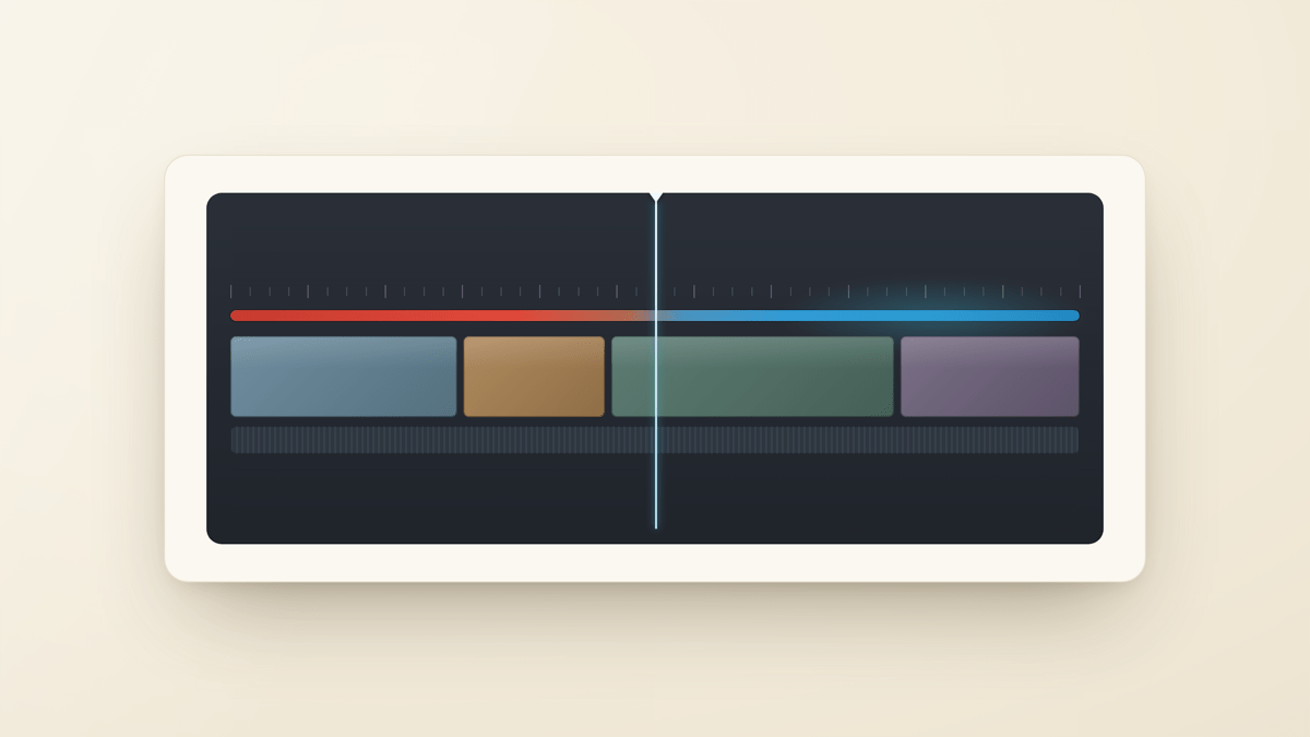 Timeline DaVinci Resolve : la barre de rendu rouge (saccade) qui passe au bleu (lecture fluide)