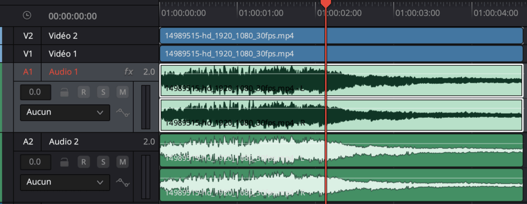 Affichage pistes audio timeline