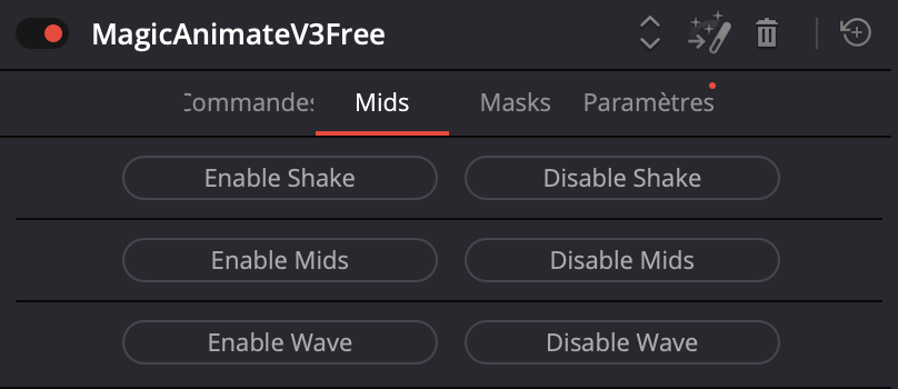 Réglages MagicAnimateFREE