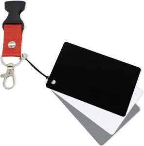 Charte de Gris 3 en 1 - Lot de 3 Cartes de Balance pour Calibration : Gris 18%, Noir & Blanc - Grey Card pour Appareil Photo