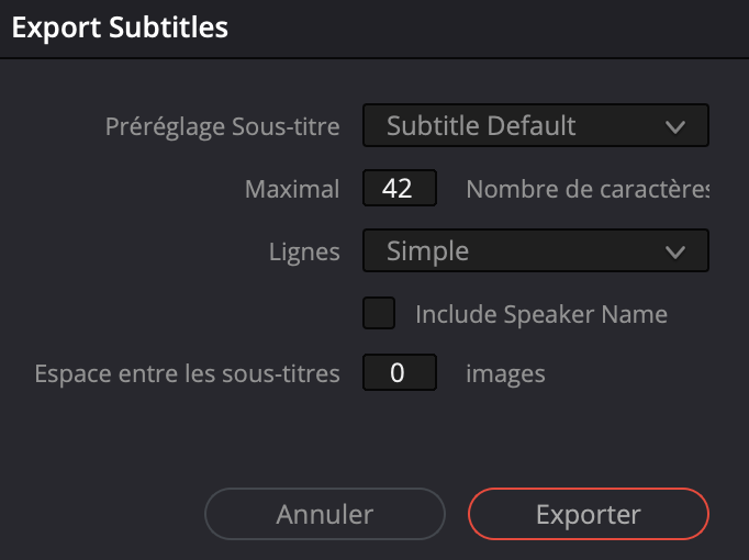Informations sous-titres