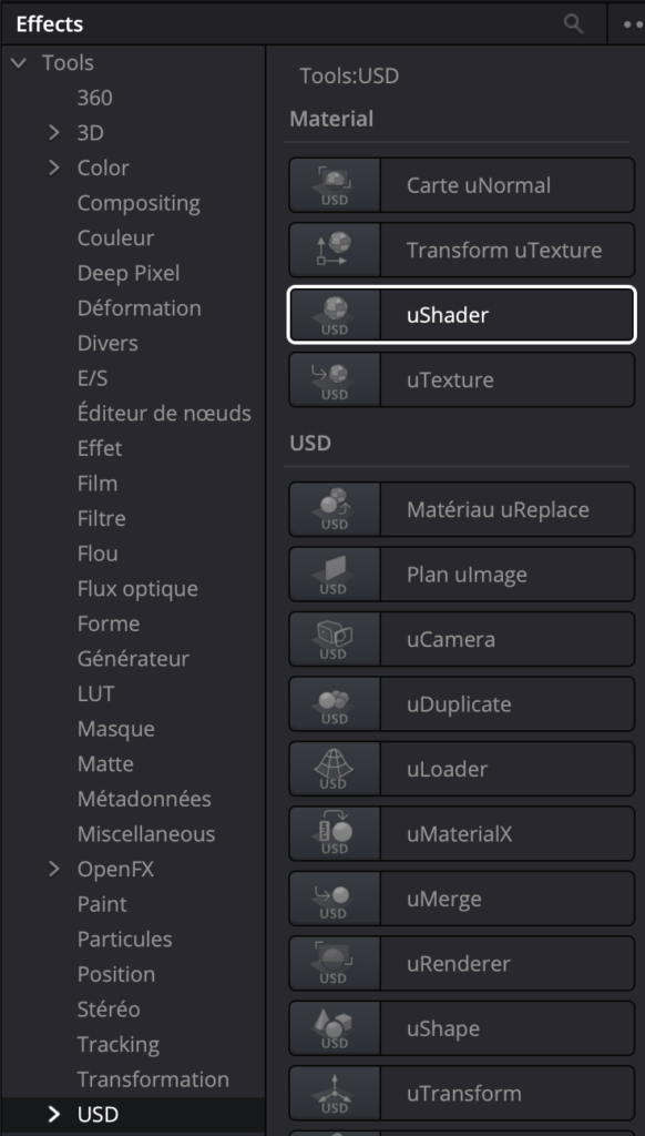 Noeud uShader Fusion