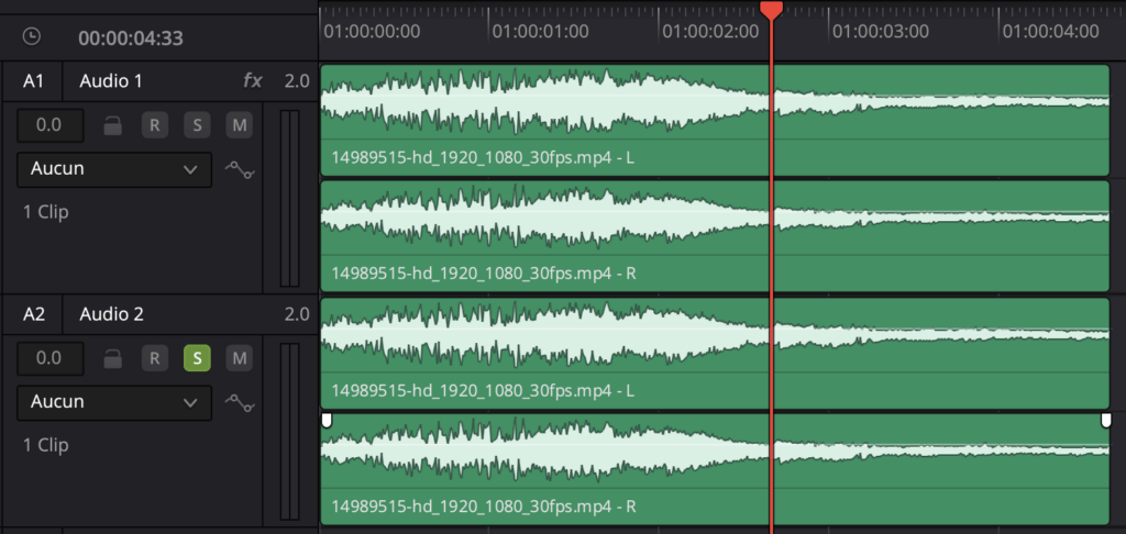 Piste audio page Fairlight