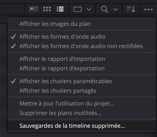 Sauvegardes timelines supprimées