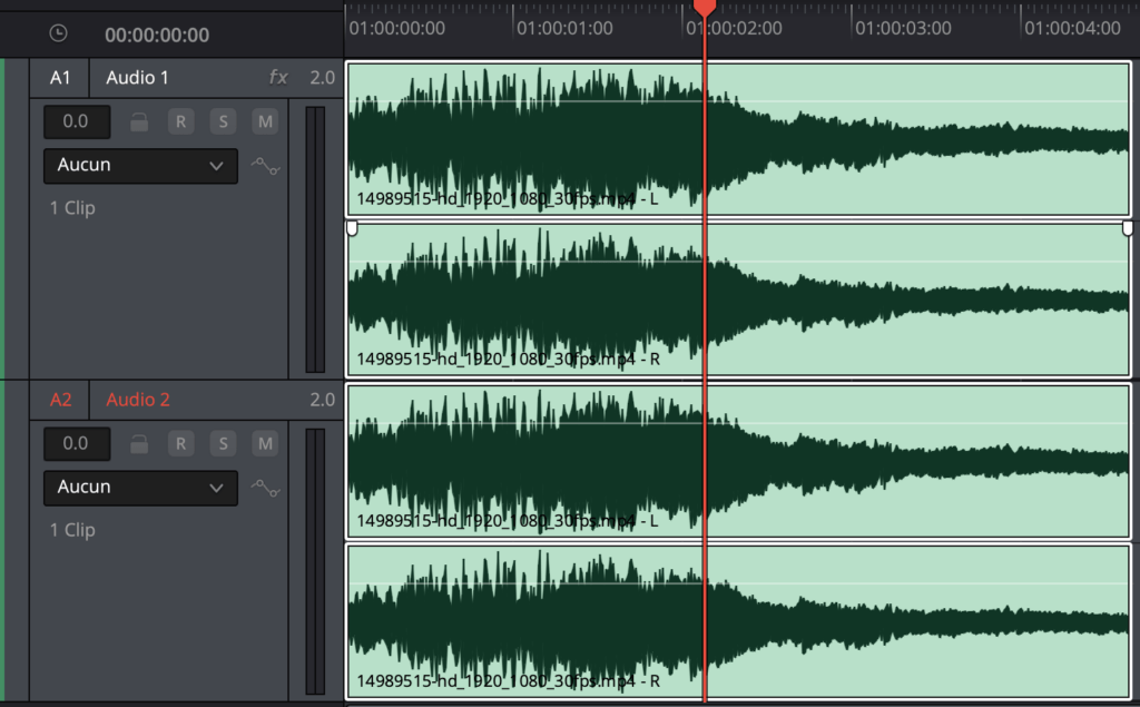 Sélection pistes audio timeline
