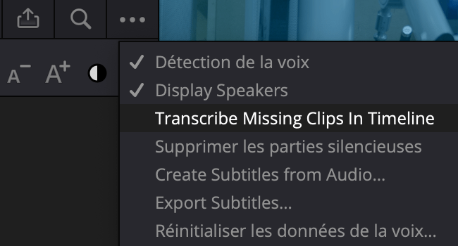 Transcription clips manquants dans la timeline