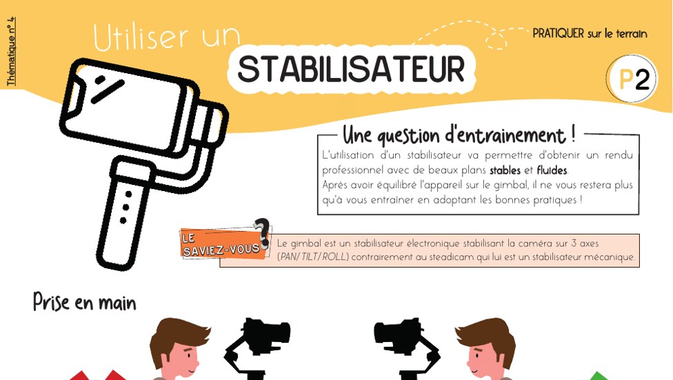 Fiche mémo Utiliser un stabilisateur — équilibrage, prise en main et marche fluide au gimbal