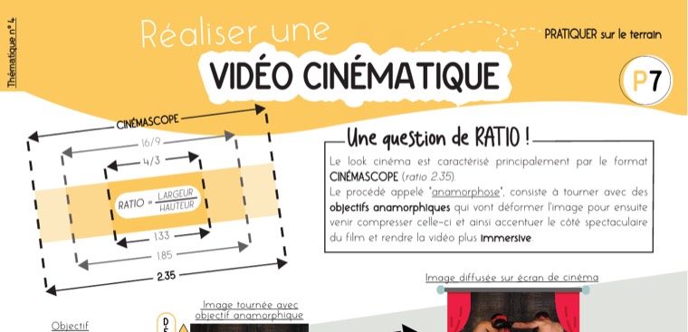 Fiche mémo Réaliser une vidéo cinématique : CinemaScope, ratio 2.35 et objectifs anamorphiques