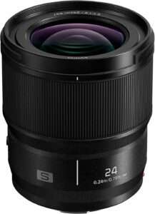 Panasonic Lumix S 24mm F1.8 | Objectif à focale fixe Plein Format S-S24E (Bokeh, Portraits, Vidéo, Tropicalisé, Compact et léger) Noir – Compatible monture L